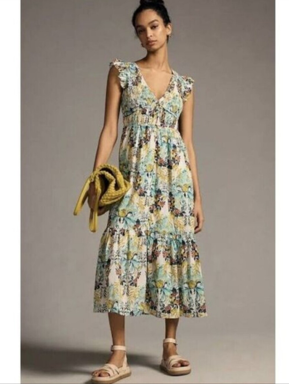 Anthropologie The Peregrine Multicolor Smocked  Midi Dress